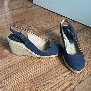 Navy Slingback Espadrille Wedges